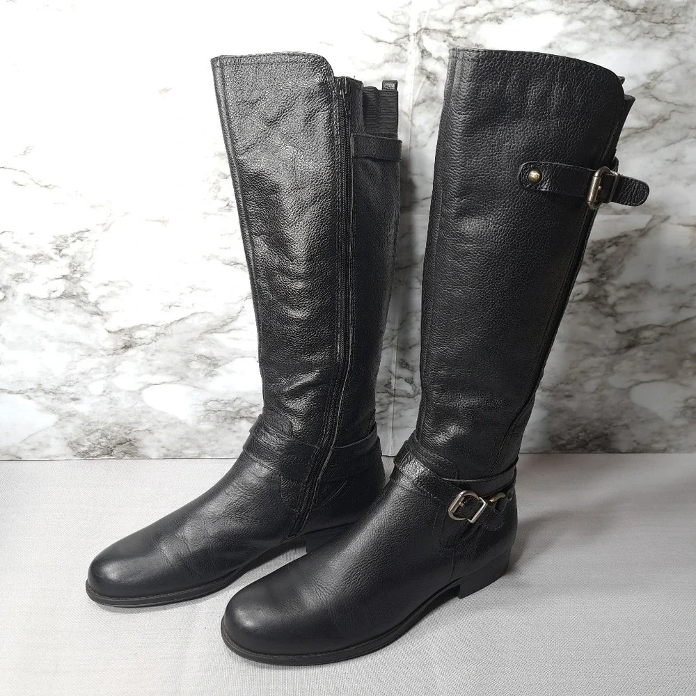 Naturalizer‎ Juletta Women's Leather Boots Black Size 9.5 M Pebbled
